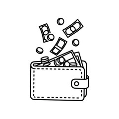 Wallet Filled with Finances: Depicting a wallet brimming with money, an illustration of financial wealth. A graphic resource focused on wealth and prosperity