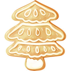 Watercolor hand drawn Christmas themed gingerbread man cartoon