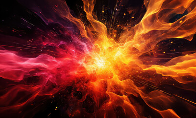 A digital abstraction of radiant light trails that fan out from a central point, creating the illusion of an energy