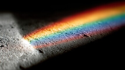 Close-up of glowing prism refracting sunlight into vibrant color bands on minimalist white surface, symbolizing wireless frequency allocation and spectrum analysis.
