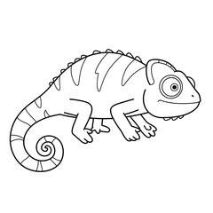 a cartoon chameleon outline on a white background