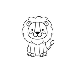 A cute lion outline for coloring on a white background