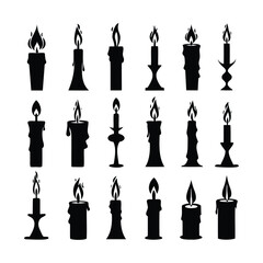 Burning Candle Silhouettes, A Collection of Wax & Flame Designs