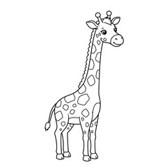 Naklejka premium A giraffe outline on a white background for coloring book