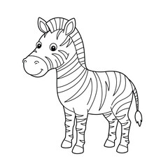 a black and white zebra outline on a white background