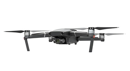Modern Gray Drone with Camera on Black Background