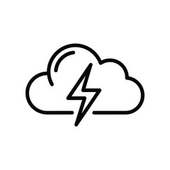 Cloudy Lightning Bolt Icon: An illustrative icon featuring a stylized cloud with a prominent lightning bolt, signifying an impending storm, and weather changes.