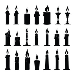 Burning Candle Silhouettes, A Collection of Wax & Flame Designs