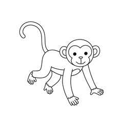 A cute monkey outline for coloring book on a white background