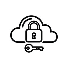 Securing Cloud Data: A digital illustration of a cloud, key, and lock symbolizes the crucial concepts of security, encryption, and protection.