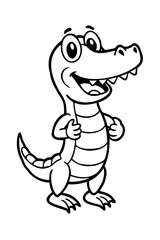 Cute cartoon alligator standing proudly with a big smile and open mouth