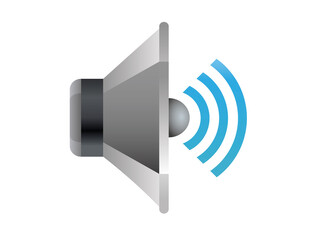Vector silver and black circle sound music speaker high volume cone displayed icon in side view