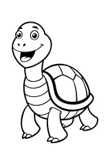 Cute cartoon turtle character outline drawing cheerful reptile animal art
