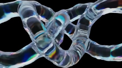 Abstract 3D DNA Helix Animation on Black Background - Powered by Adobe