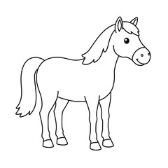 a cute horse outline on a white background for coloring book