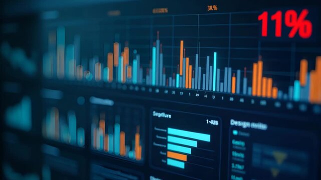 Professional photo stock image showcasing a corporate strategy insights dashboard featuring interactive digital analytics and refined data visualization for evaluating strategic initiatives and busine