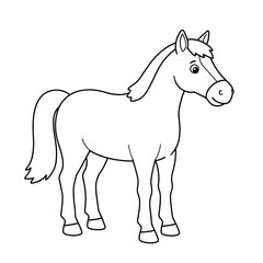 A cartoon horse outline on a white background for coloring book