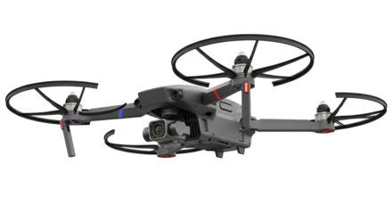 Modern Professional Drone with Camera on Black Background