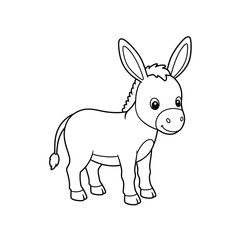 A cute donkey outline for coloring book on a white background