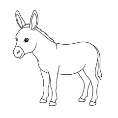 A Donkey Standing On A White Background In Outline Style