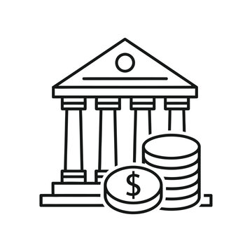 Financial Fortress: An architectural marvel representing a financial institution, the image showcases a robust structure with pillars, symbolizing stability.