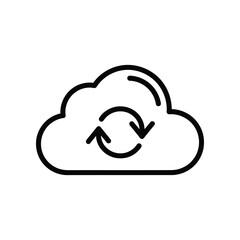 Cloud Synchronization Icon: Illustrates a cloud computing icon, showcasing the synchronization, data transfer, or data processing. Representing the concept of data sharing, storage.