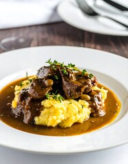 Beef stew with mashed potatoes