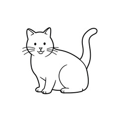 A cute cartoon cat outline on a white background