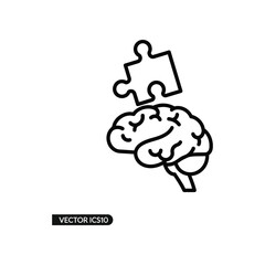 Mind Puzzle: A stark image shows a brain silhouette with a puzzle piece hovering above, visually representing the search for solutions and the complexities of thought.