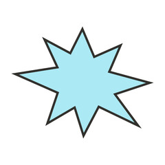 Simple abstract pop art explosion or dialogue cloud vector graphic. A minimalist light blue jagged shape element for messages or announcements