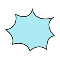 Simple abstract pop art explosion or dialogue cloud vector graphic. A minimalist light blue jagged shape element for messages or announcements