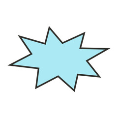 Simple abstract pop art explosion or dialogue cloud vector graphic. A minimalist light blue jagged shape element for messages or announcements