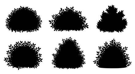 Vector art of set of black bush silhouettes for landscape design for POD