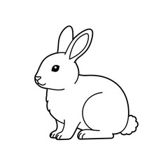A Black and White Outline of a Sitting Rabbit