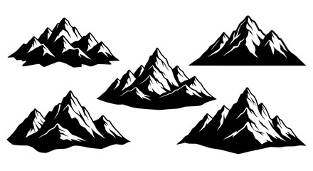 Vector art of collection of mountain silhouette for logo or icon for POD