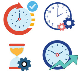 Time Tracking and Productivity Tools icon set
