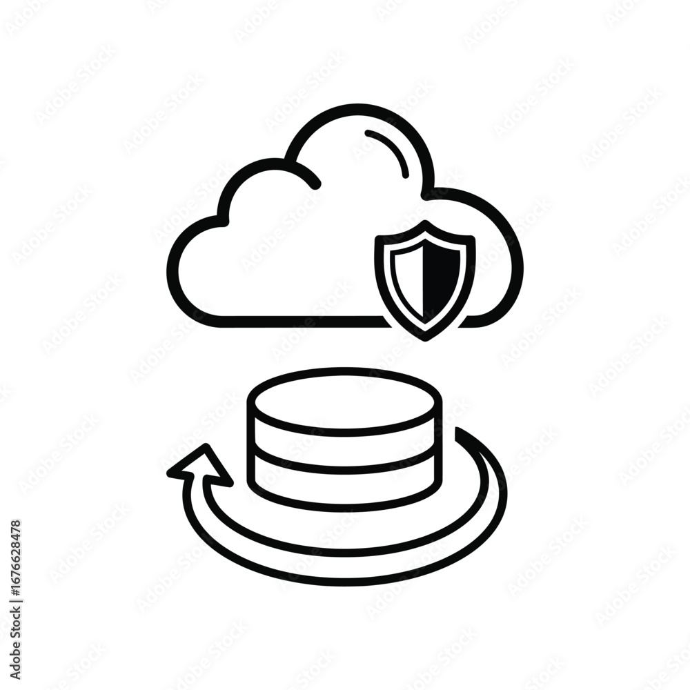 Poster secure cloud data: an icon depicts the secure exchange of information, showcasing data security and 