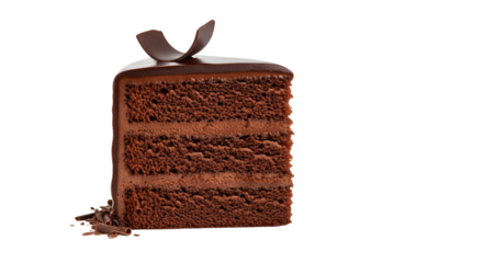 Decadent Chocolate Cake Slice with Glaze and Curl