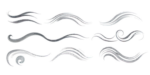 Fototapeta premium Set of elegant hand drawn gray swoosh and swirl underline strokes calligraphic design elements with flowing lines and minimalist vector style for decoration and accents in graphic design projects
