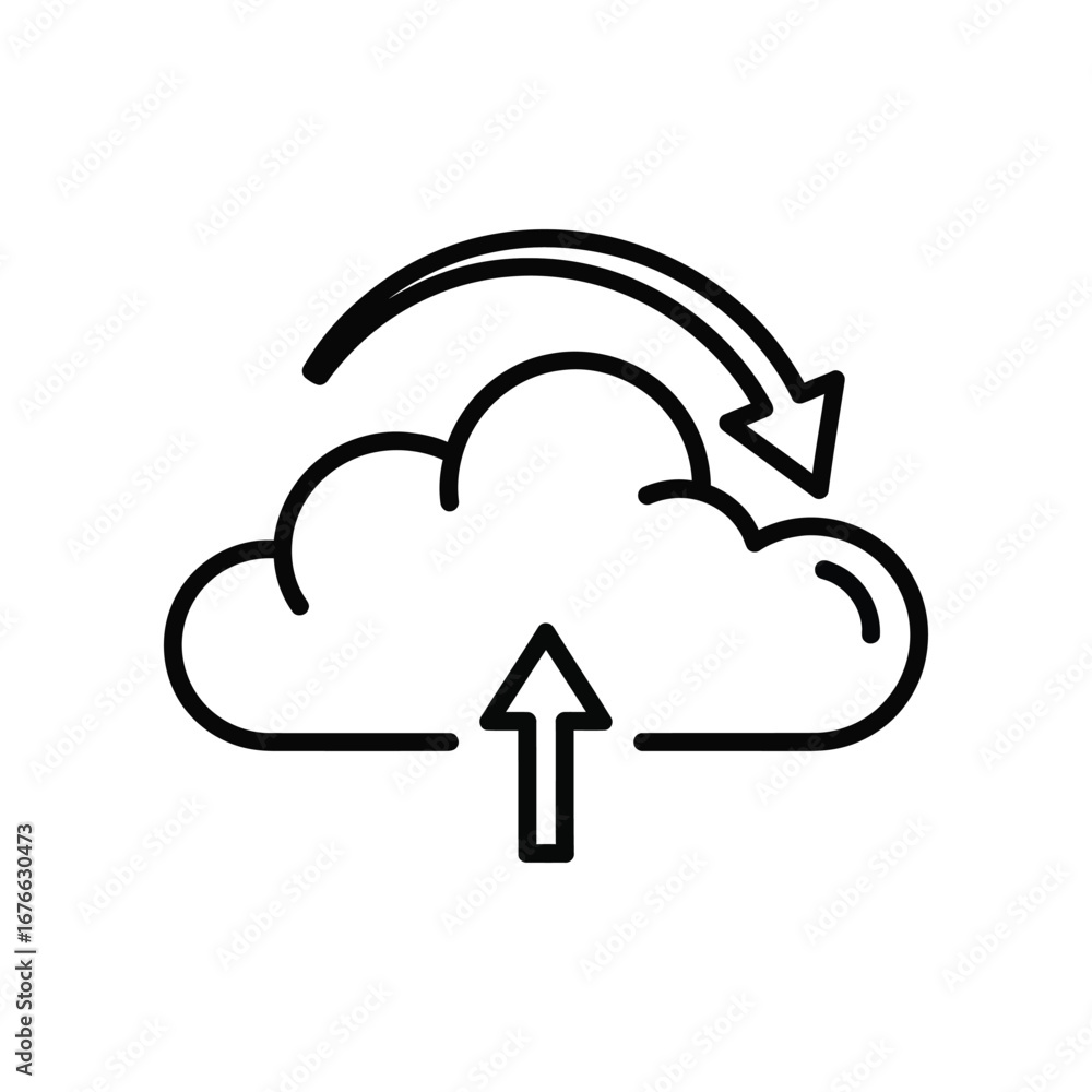 Poster cloud data transfer icon: an illustrative representation of data transfer, with a cloud symbol and a