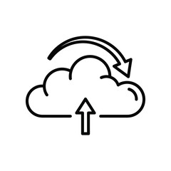Cloud Data Transfer Icon: An illustrative representation of data transfer, with a cloud symbol and arrows indicating upload, download, and synchronization, a symbol of connectivity and technology.