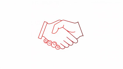 Fototapeta premium Two hands shaking red line art handshake agreement