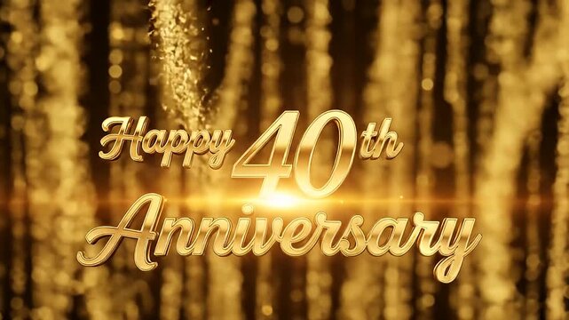 Happy 40th Anniversary Golden Celebration Glitter Background
