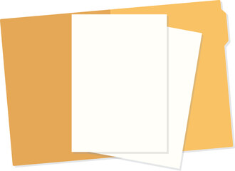 Illustration of Open Folder and Blank Paper Document.