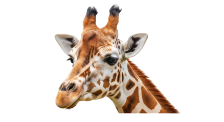 Giraffe Head Close-up Isolated on Black Background