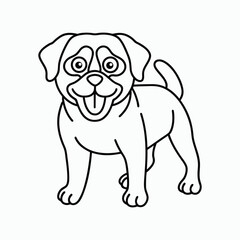 Cute Puppy Dog Happy Pet Animal Cartoon Line Art Vector Illustration