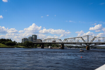 Historic Alexandra Bridge spanning the Ottawa River with scenic views.