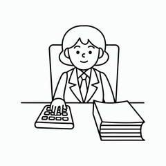 Woman Accountant Office Work Business Finance Vector Illustration