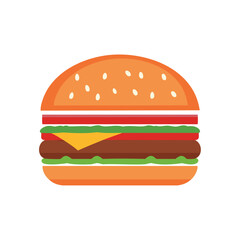 Delicious burger with lettuce tomato cheese and sesame seed bun hamburger food