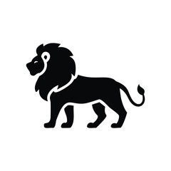 Majestic black lion profile standing proud animal mammal